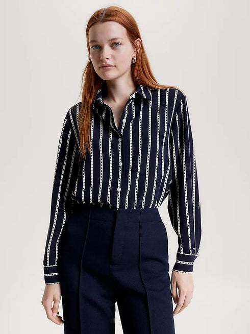Camicia Donna a righe Bianco blu Tommy Hilfiger- Francavilla Moda